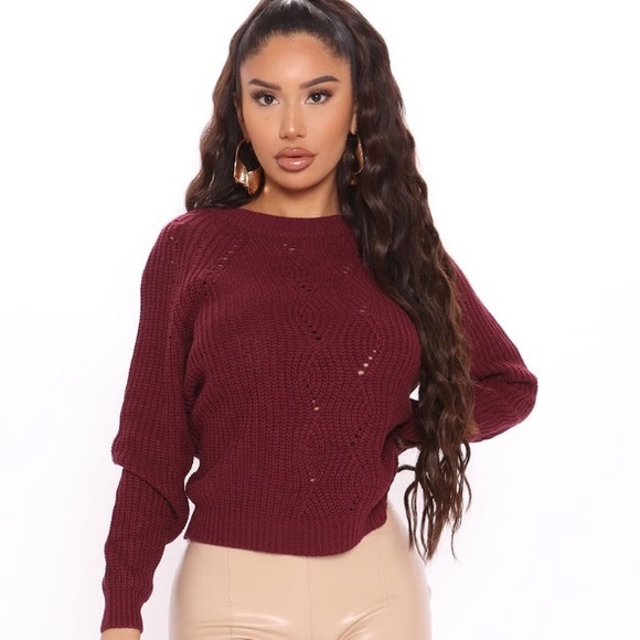 Point of Contact Crewneck Sweater- Burgundy - Picture 2 of 6